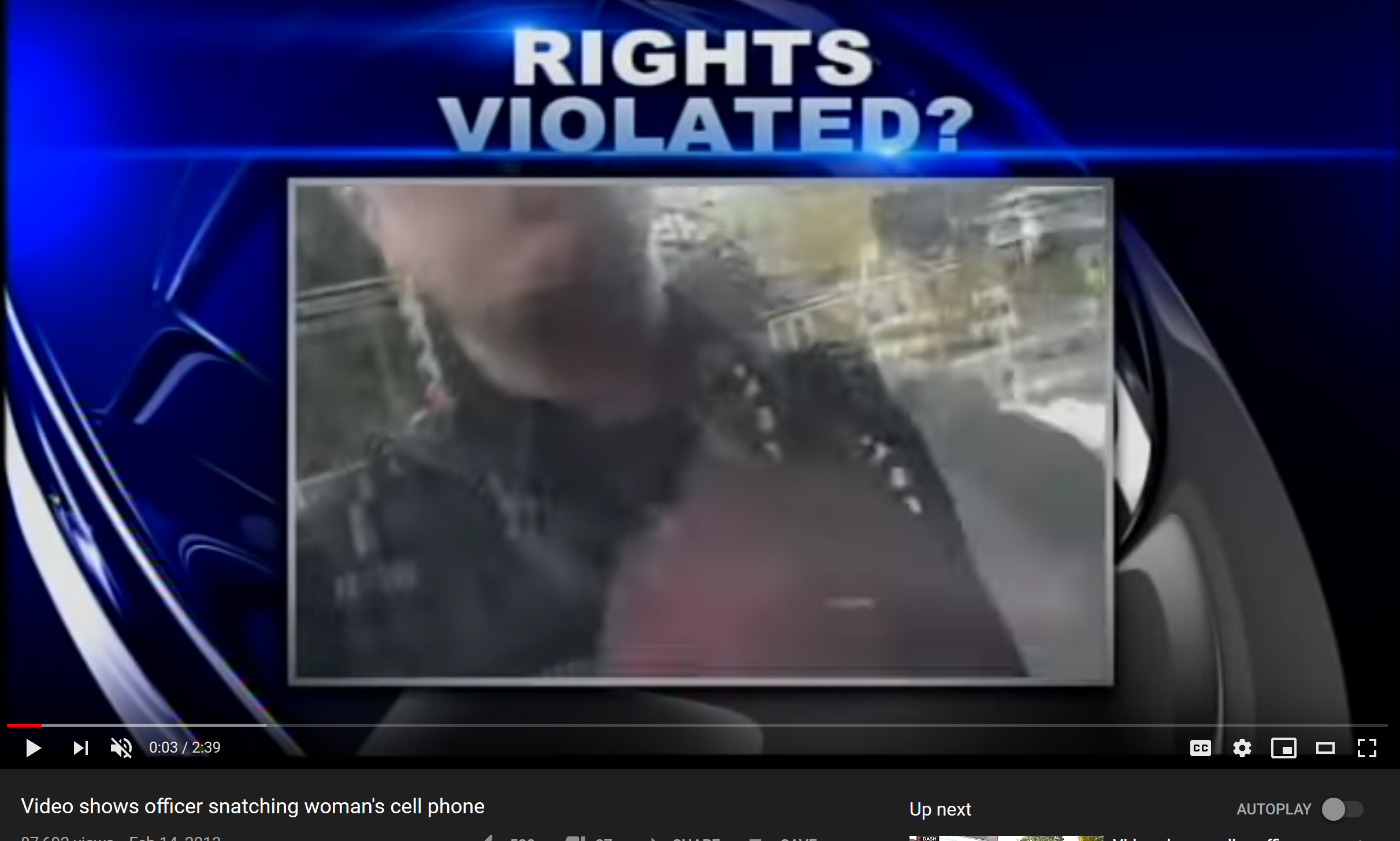 News report shows rights violated when cop snatches cell phone recording him